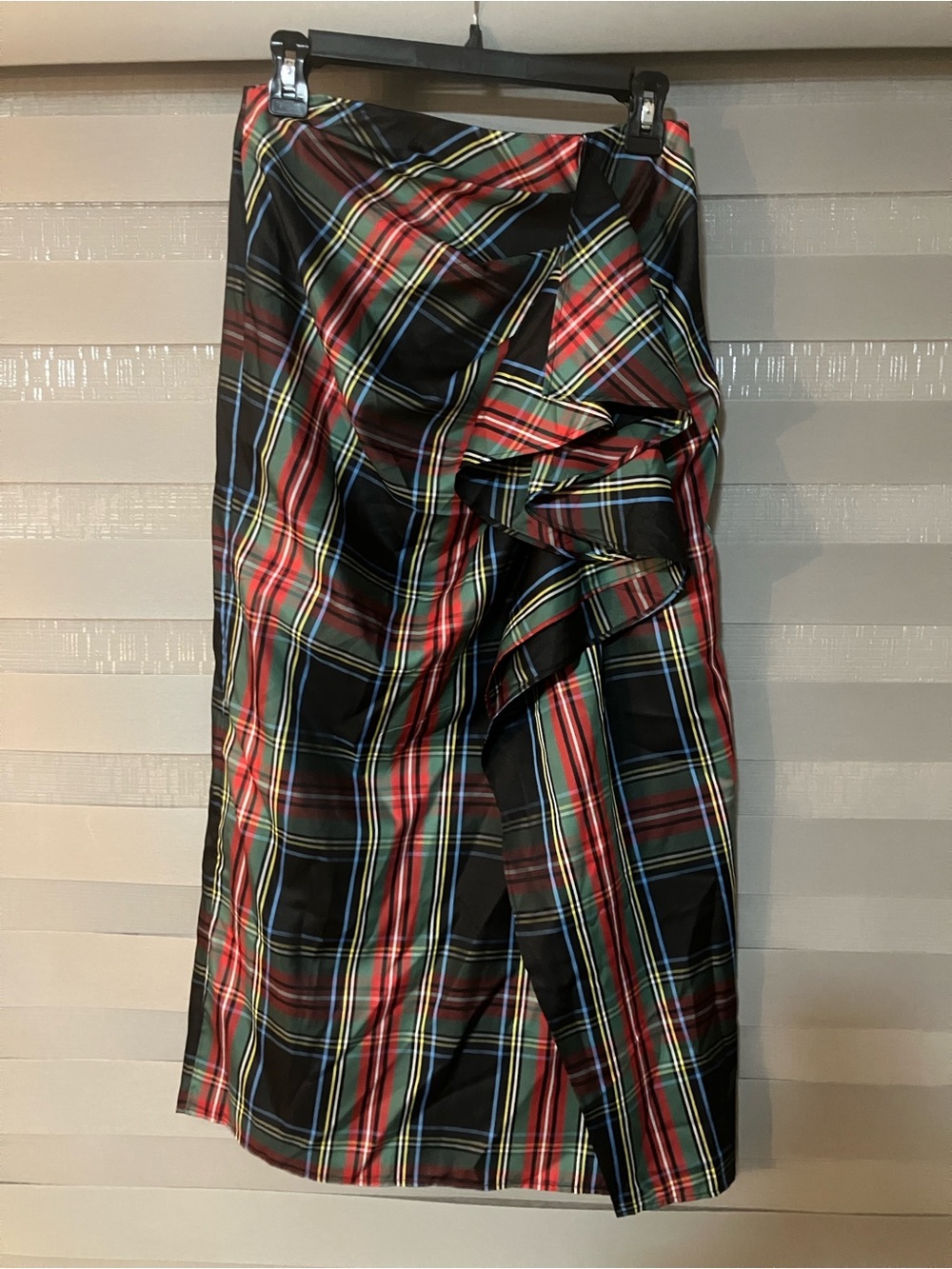 J. Crew tartan Plaid Midi Skirt with Ruffle Accent and subtle split